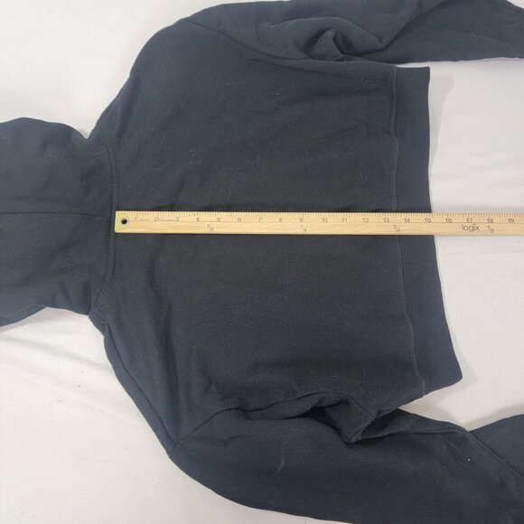 Victoria's Secret Women's Half Hooded Sweatshirt Hoodie Hood BLACK White Size XS - Picture 5 of 7